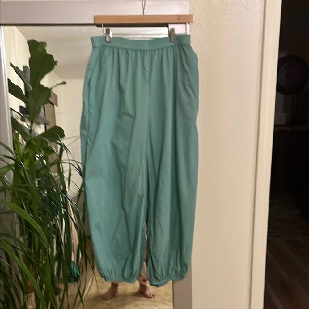Gudrun Sjoden Green and Blue Wide Leg Pants with Flowing Silhouette